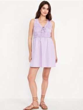 NWT Old Navy Lavender Pinstripe Mini Dress